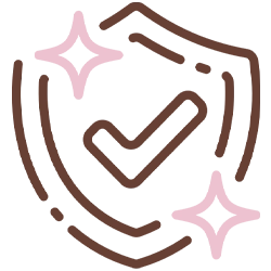 Illustration of a shield with a checkmark and sparkles.